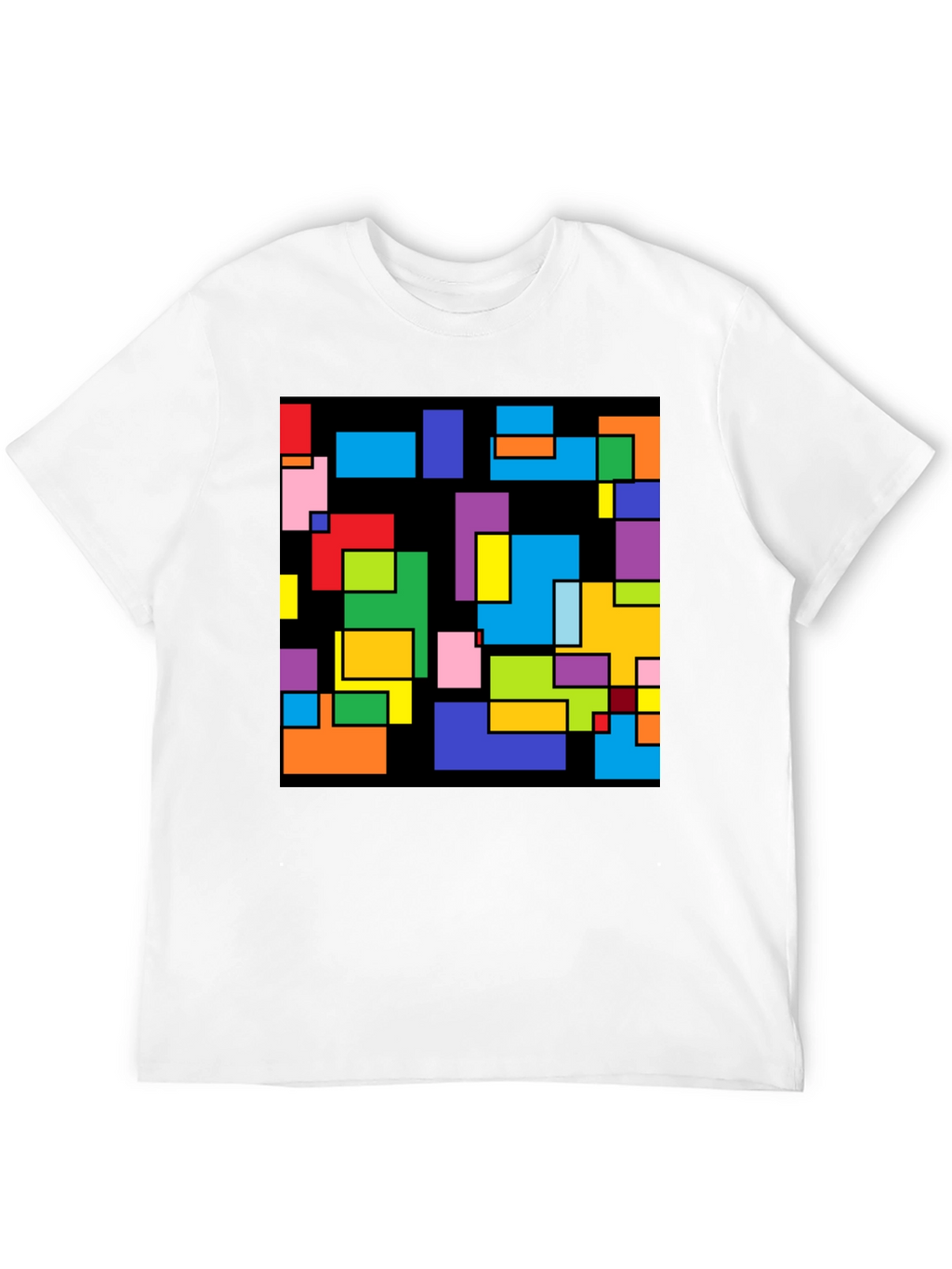Abstract Geometric Pattern Black T-Shirt
