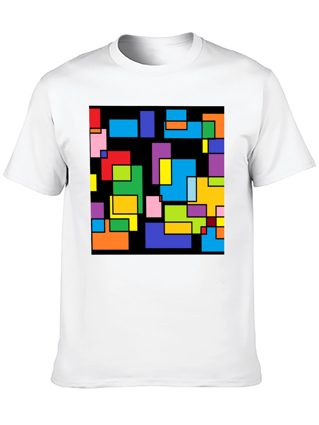 Abstract Geometric Pattern Black T-Shirt