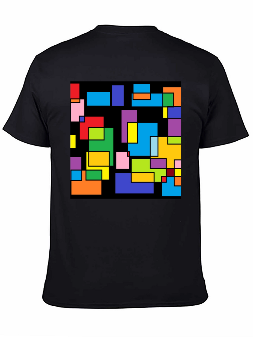 Abstract Geometric Pattern Black T-Shirt