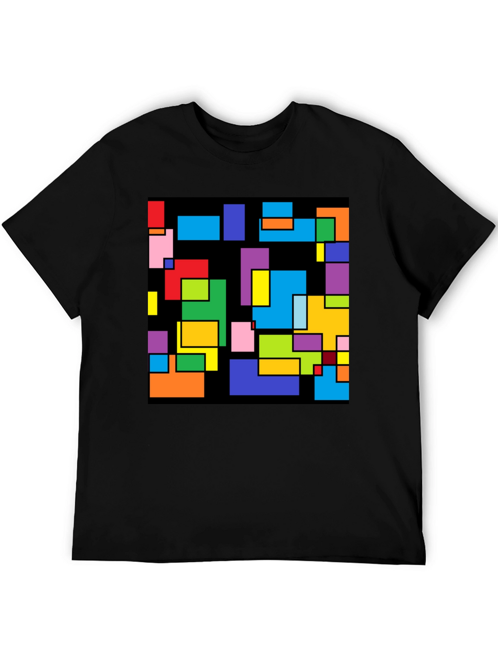 Abstract Geometric Pattern Black T-Shirt