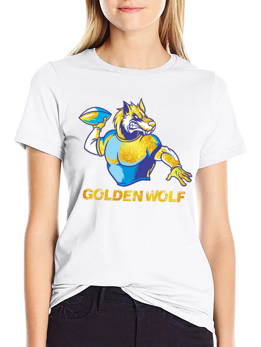 Golden Wolf Football Graphic Tee