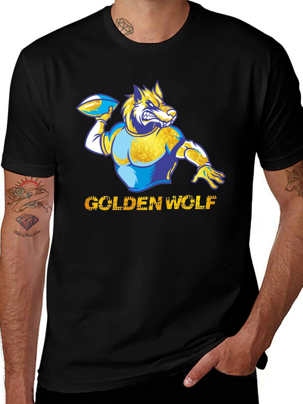 Golden Wolf Football Graphic Tee