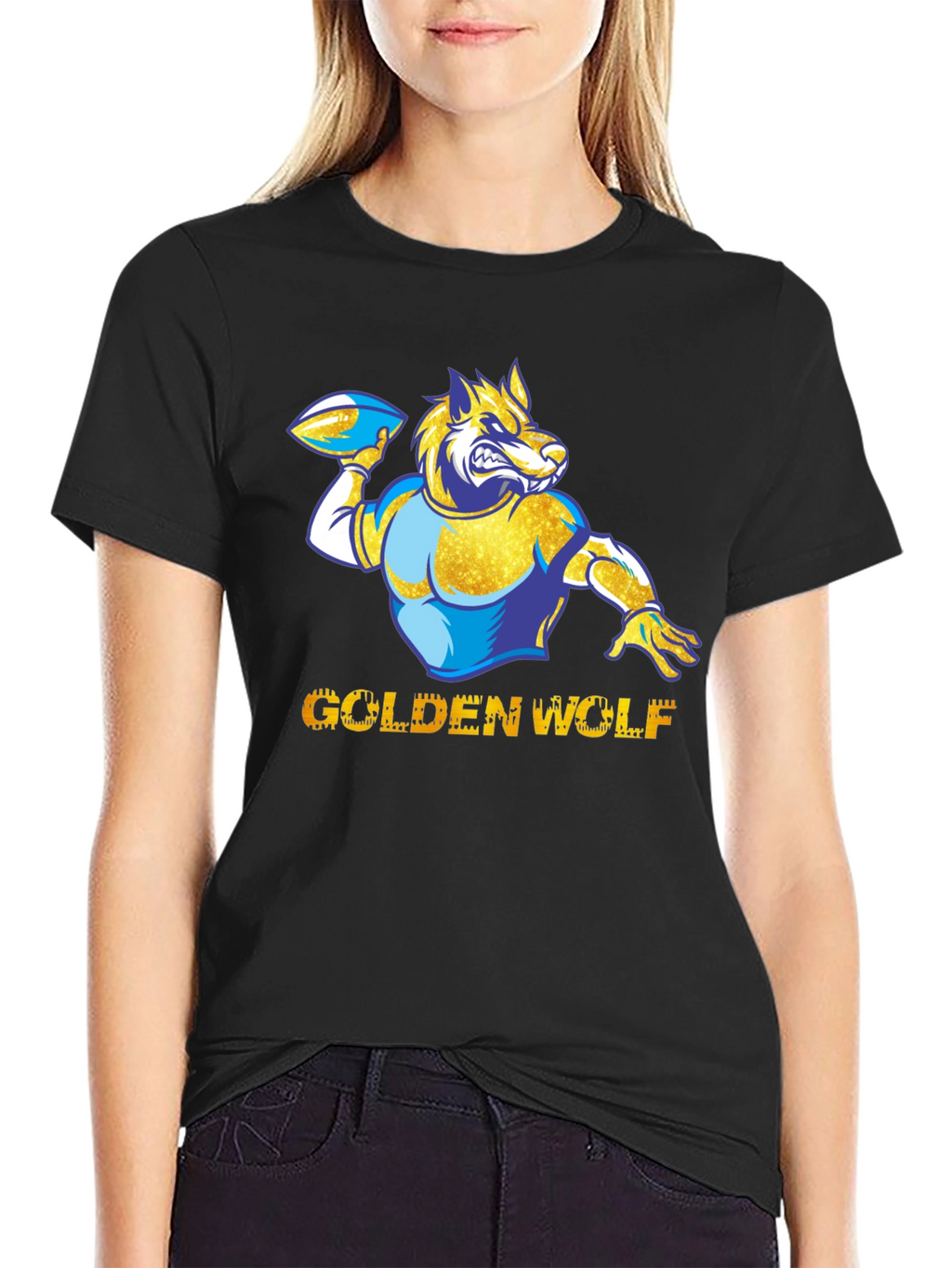 Golden Wolf Football Graphic Tee
