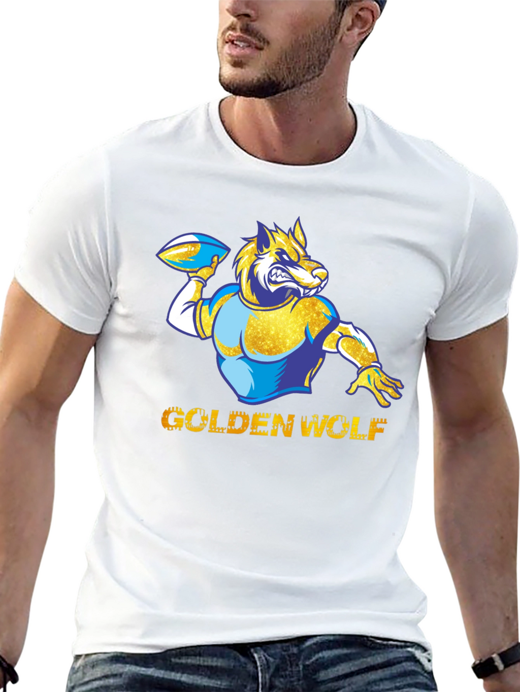 Golden Wolf Football Graphic Tee
