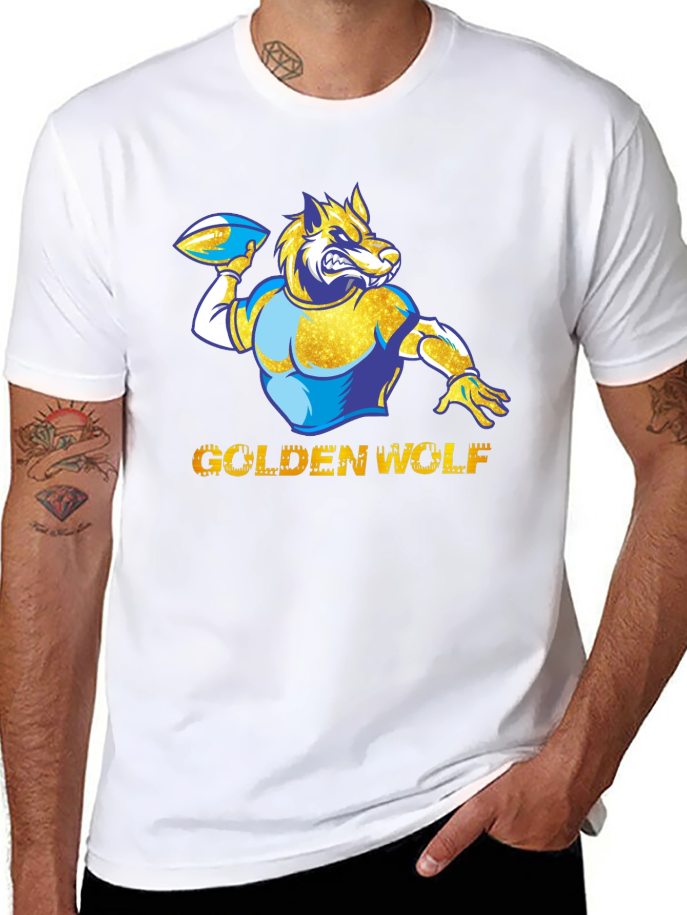 Golden Wolf Football Graphic Tee