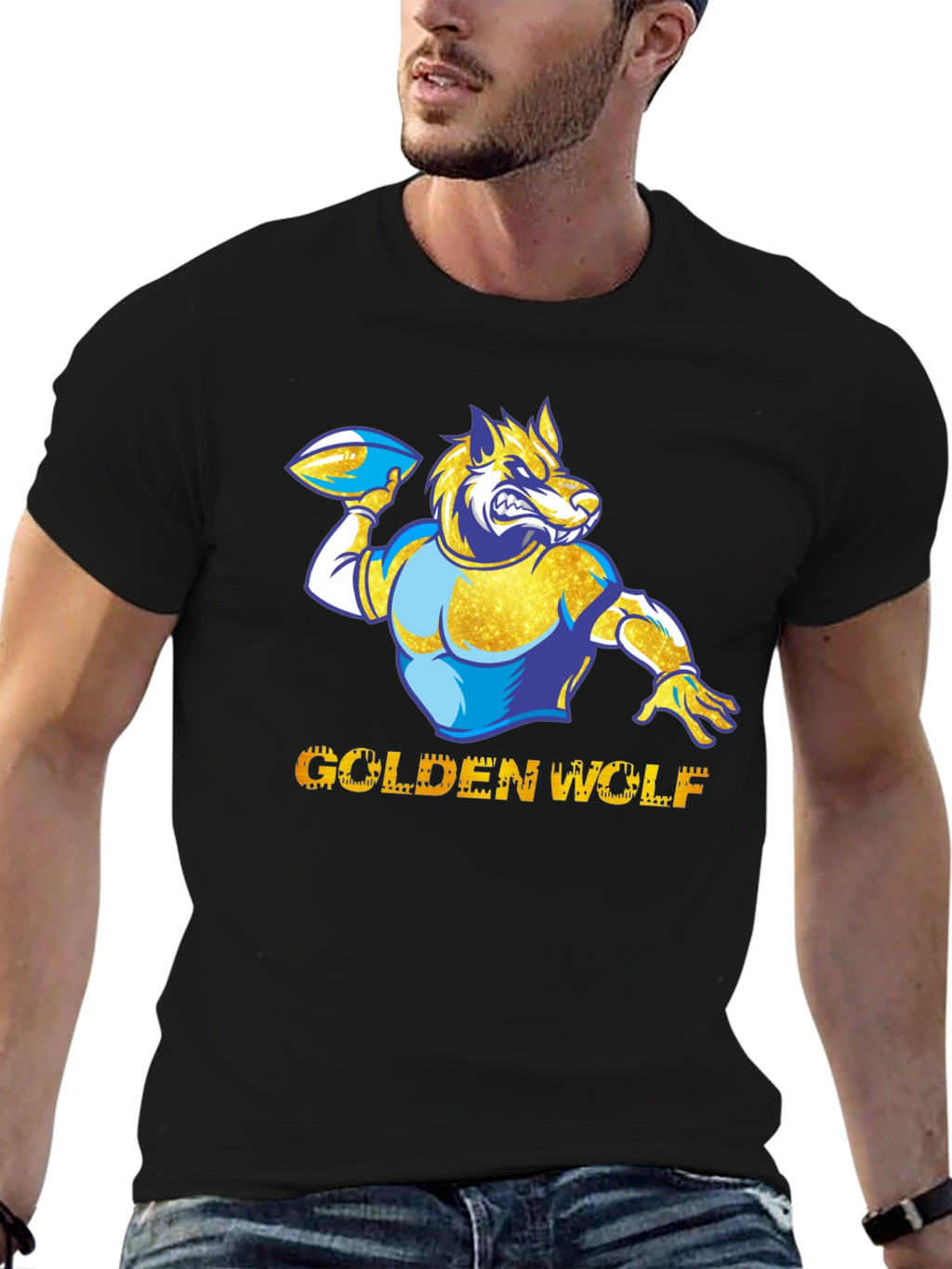 Golden Wolf Football Graphic Tee