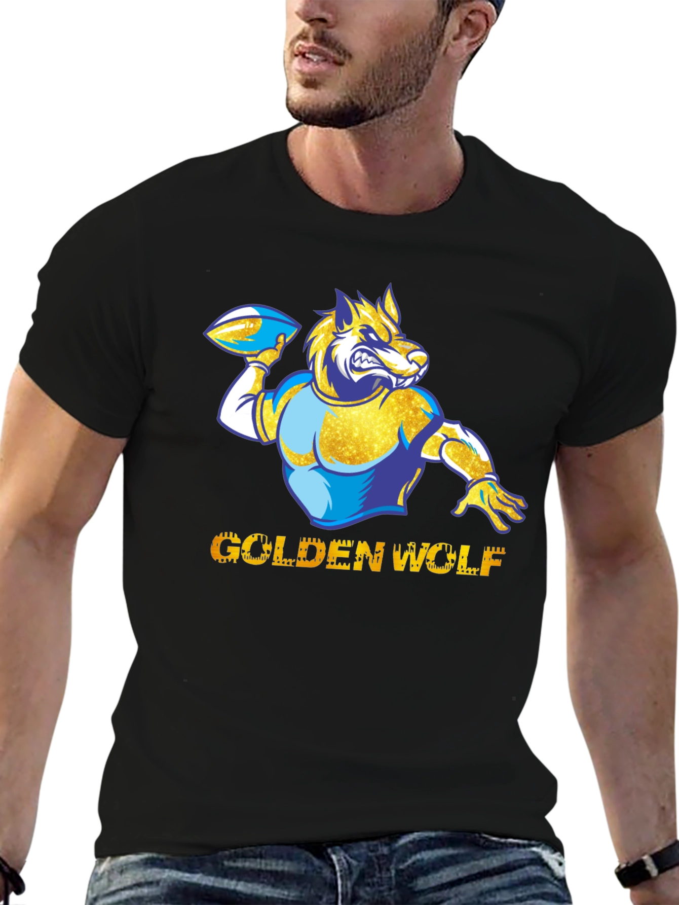 Golden Wolf Football Graphic Tee