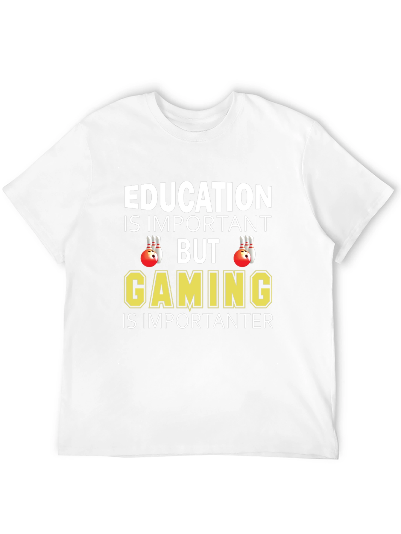 Education vs Gaming Graphic T-Shirt