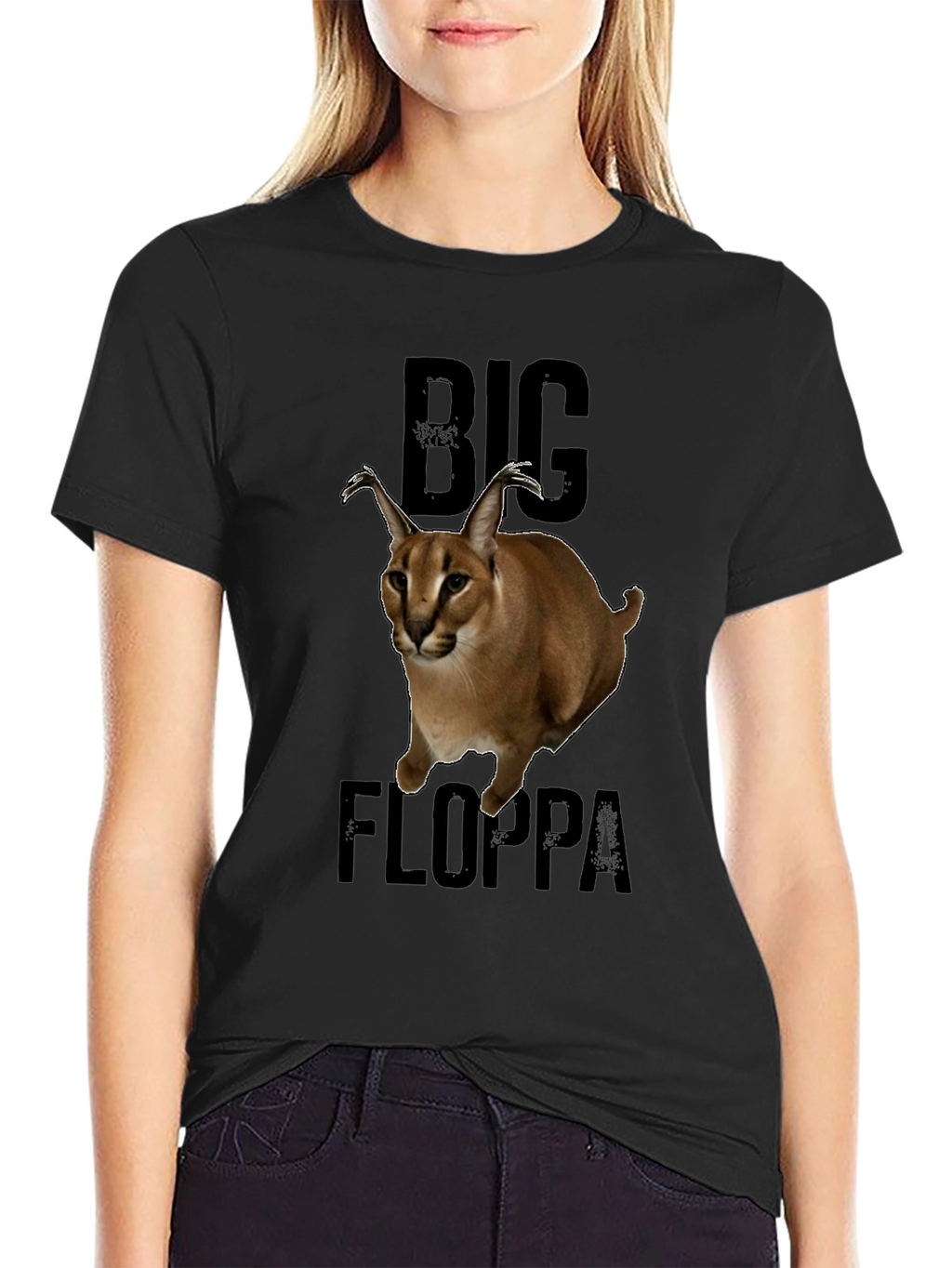 Big Floppa Graphic T-Shirt - Unique Caracal Cat Design