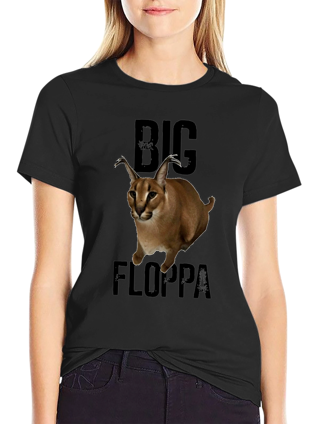 Big Floppa Graphic T-Shirt - Unique Caracal Cat Design