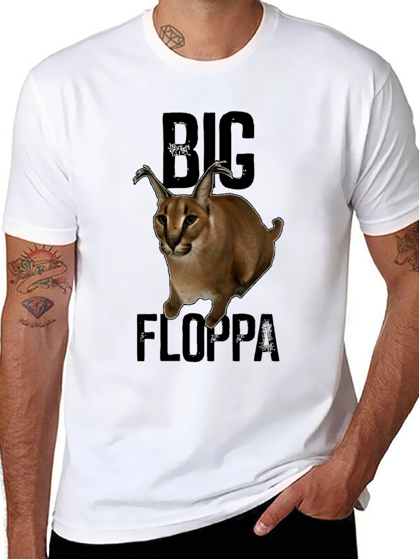 Big Floppa Graphic T-Shirt - Unique Caracal Cat Design