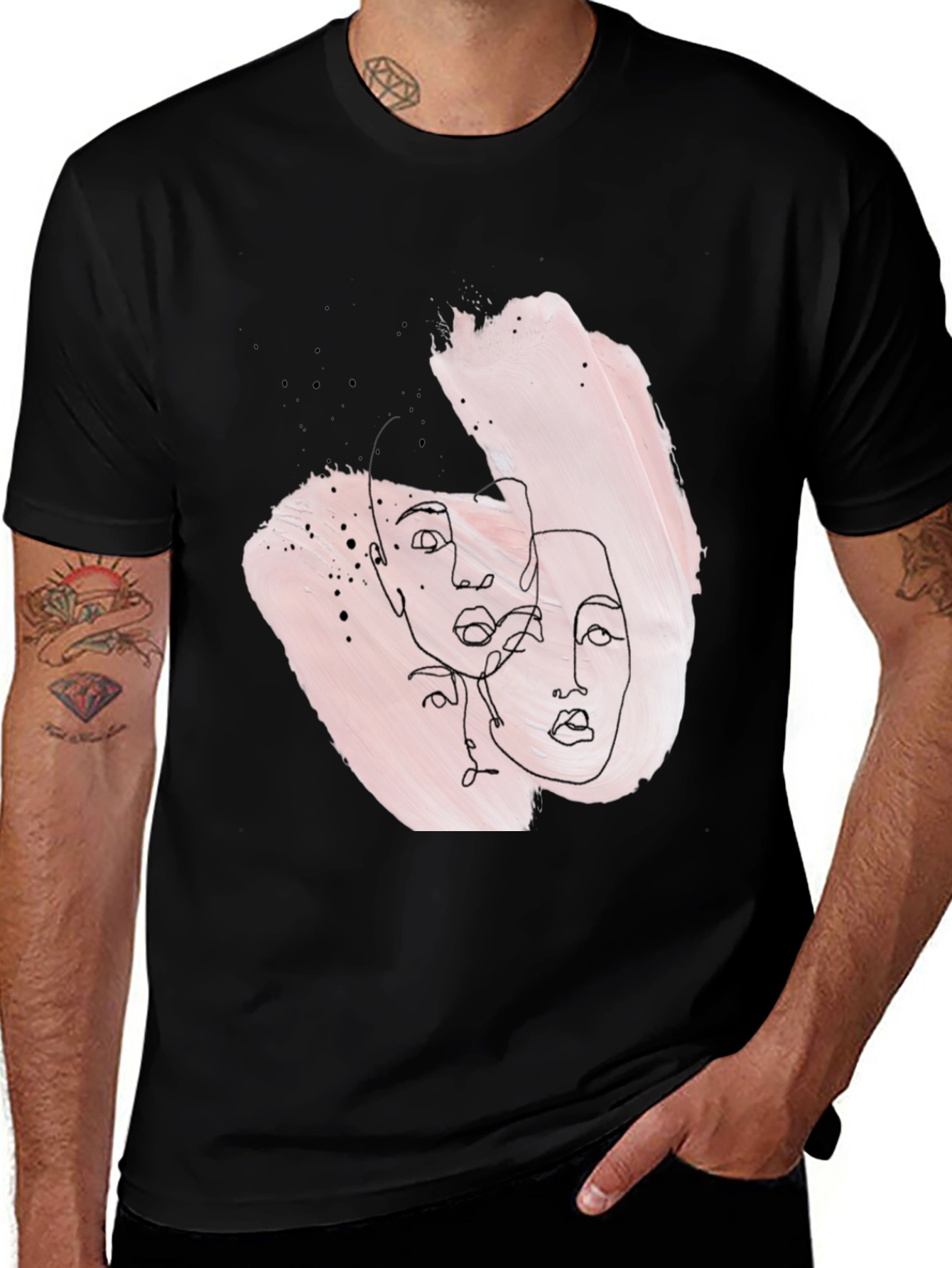 Abstract Faces Graphic Tee - Stylish Unisex T-Shirt