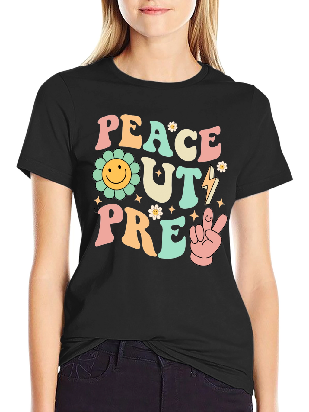 Peace Out Pre-K Groovy Graphic Tee