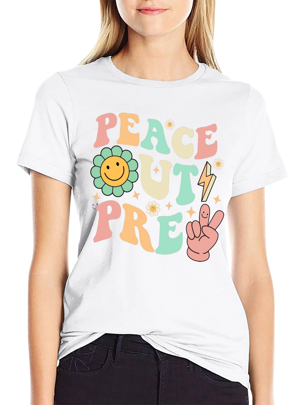 Peace Out Pre-K Groovy Graphic Tee