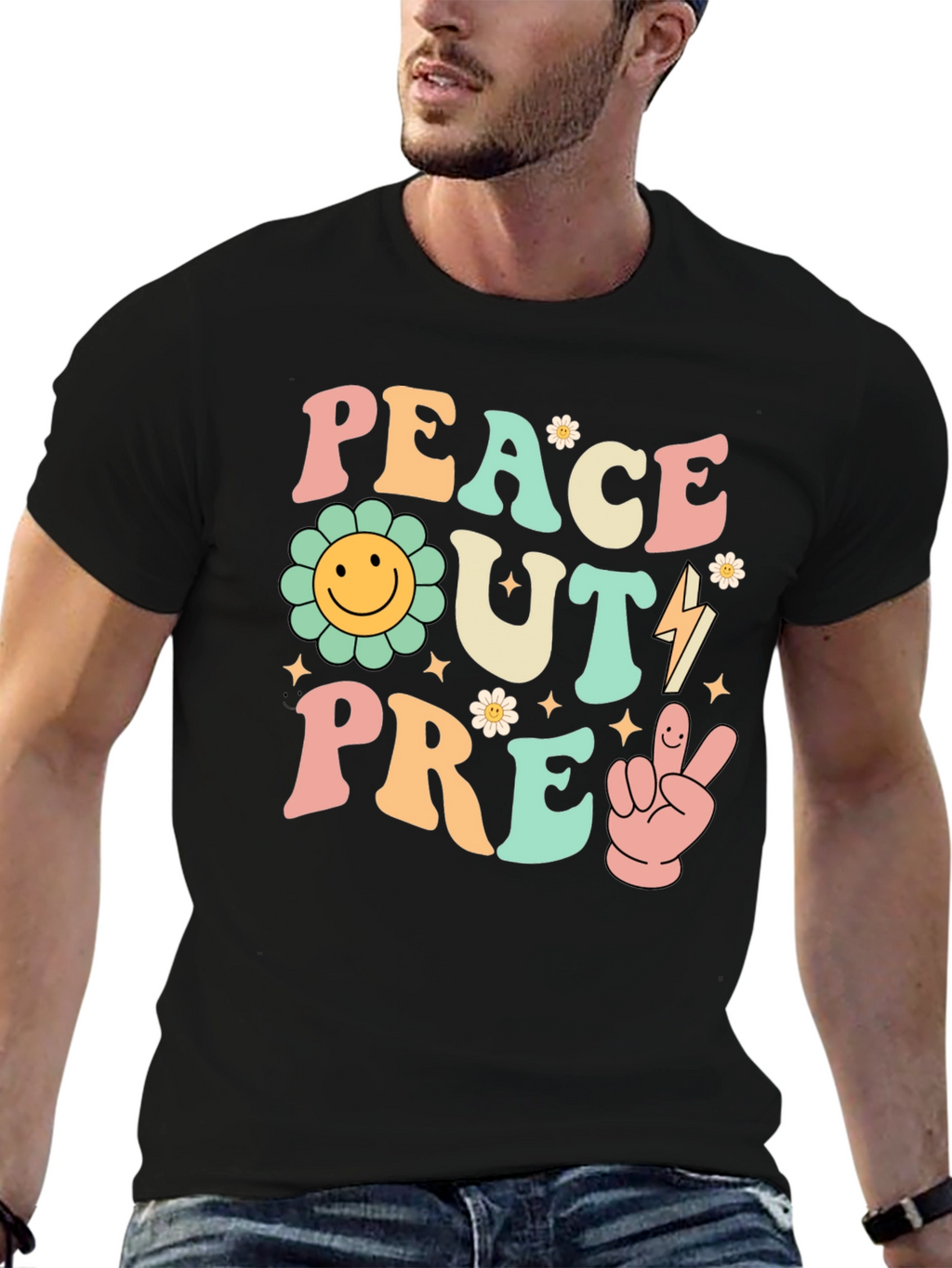 Peace Out Pre-K Groovy Graphic Tee