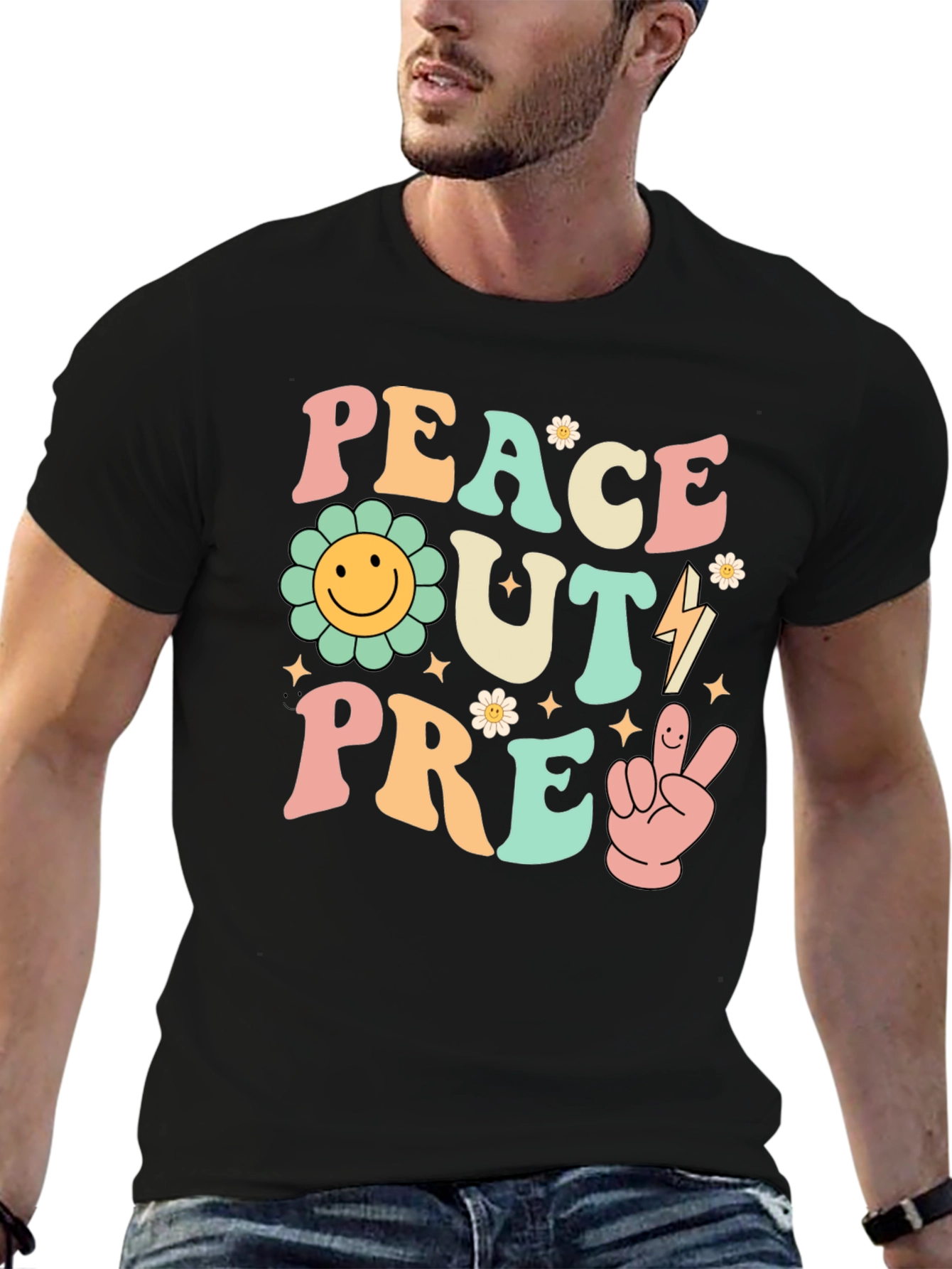Peace Out Pre-K Groovy Graphic Tee