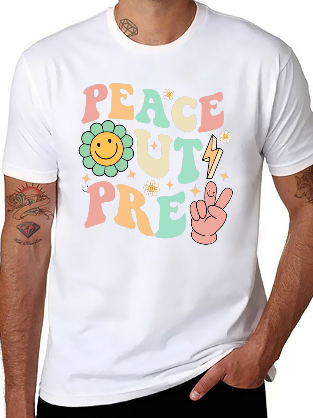 Peace Out Pre-K Groovy Graphic Tee