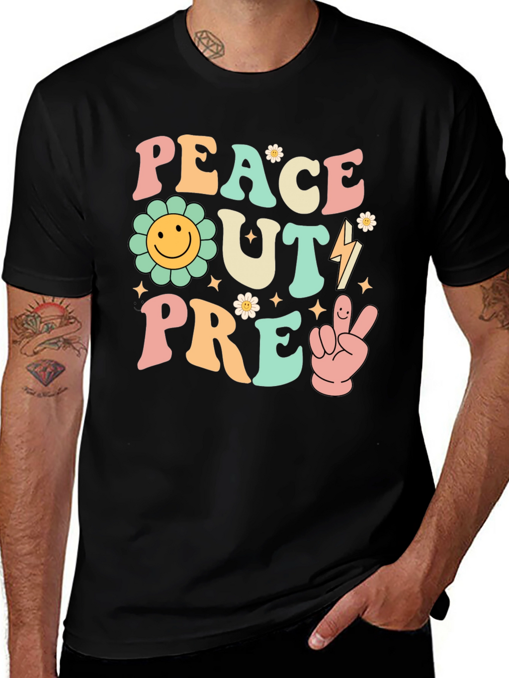 Peace Out Pre-K Groovy Graphic Tee