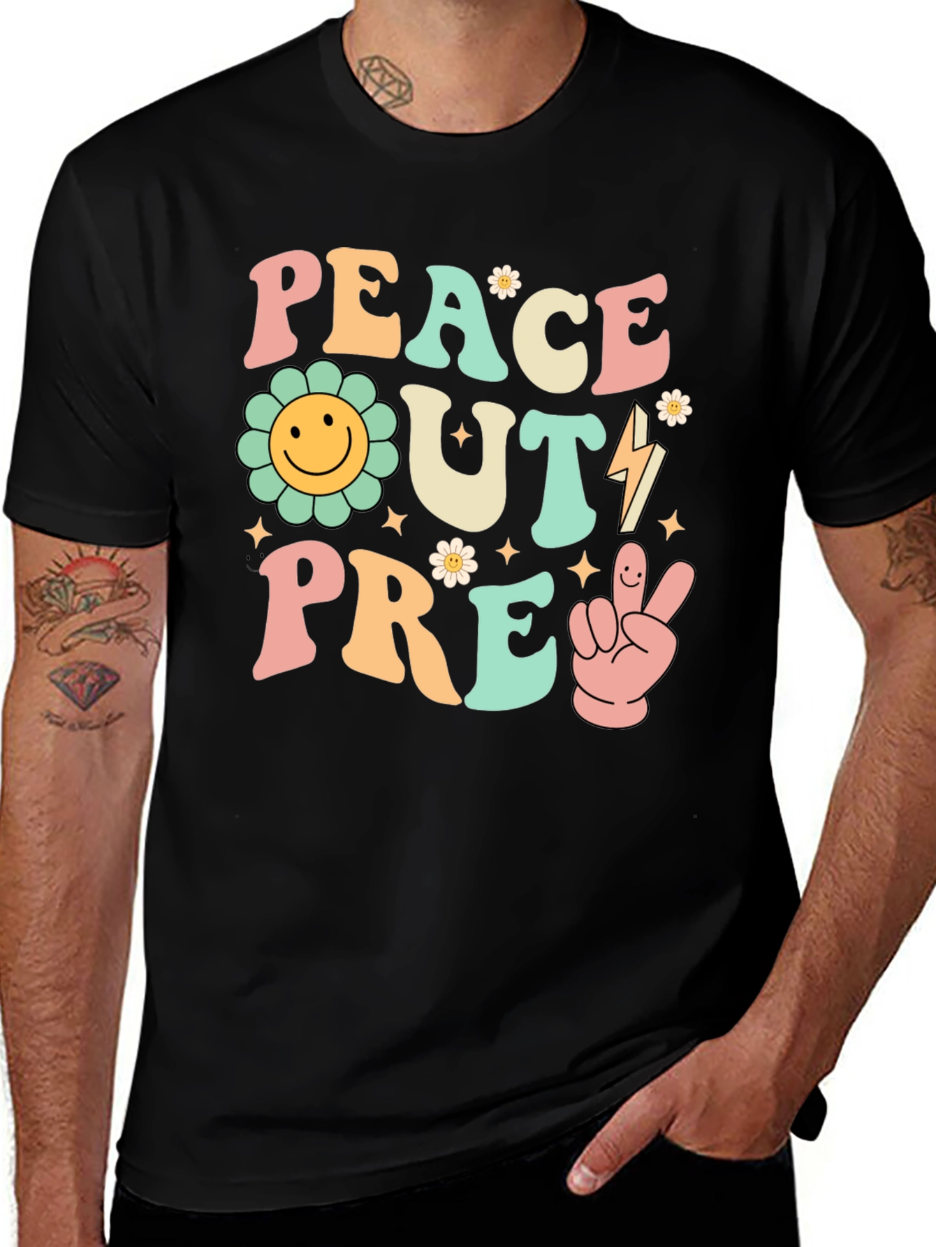 Peace Out Pre-K Groovy Graphic Tee