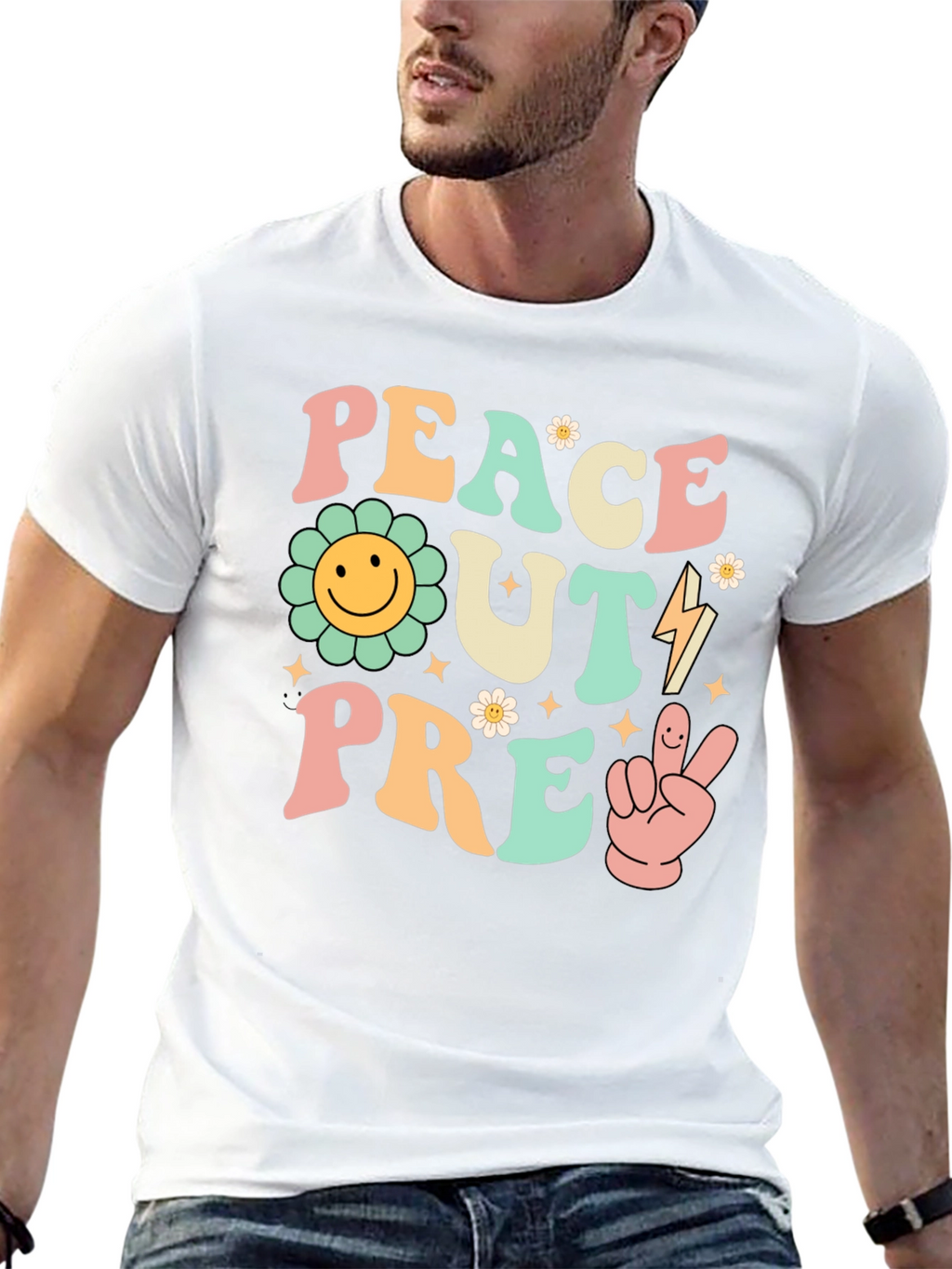 Peace Out Pre-K Groovy Graphic Tee