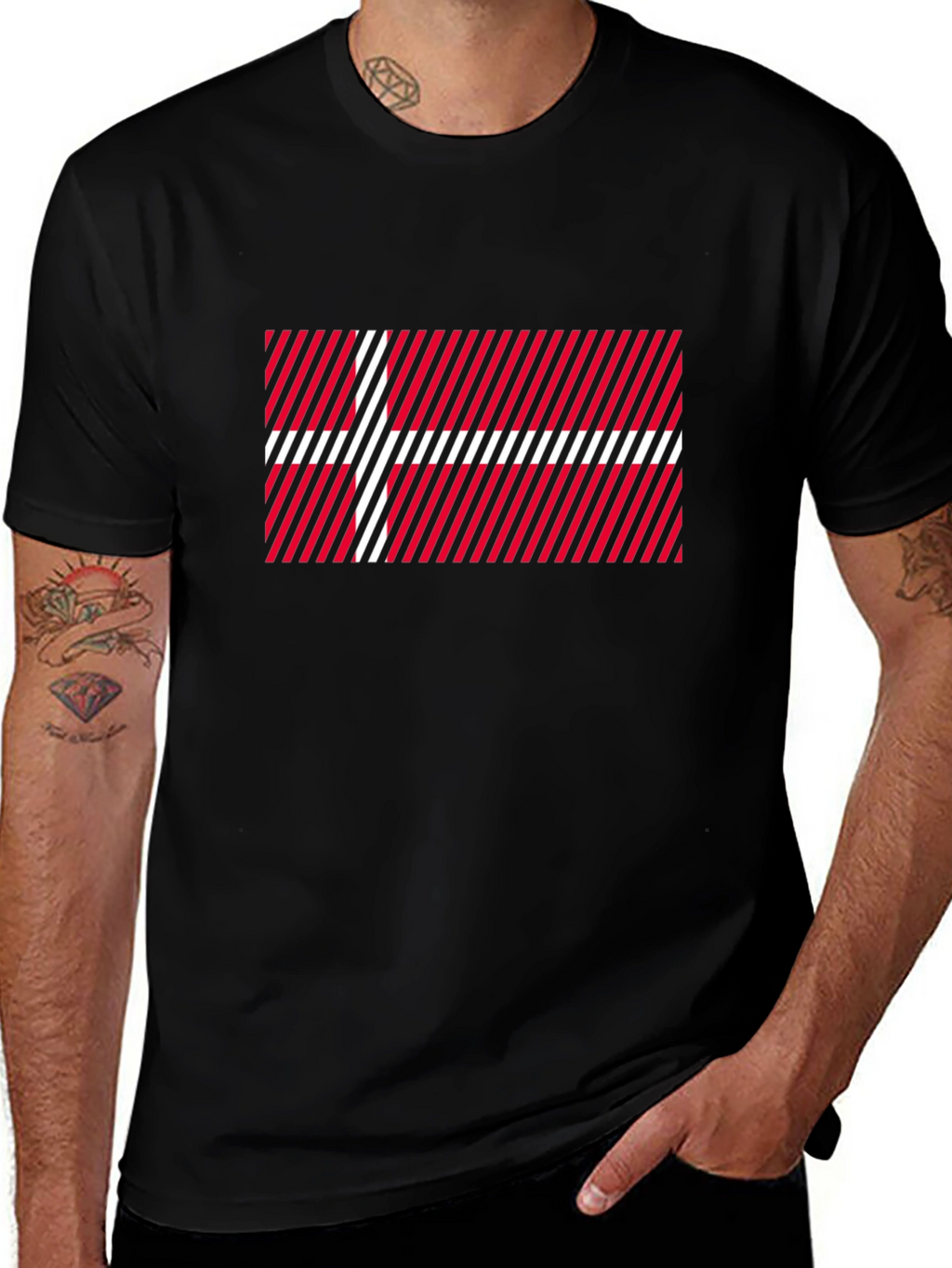 Danish Flag Pattern T-Shirt
