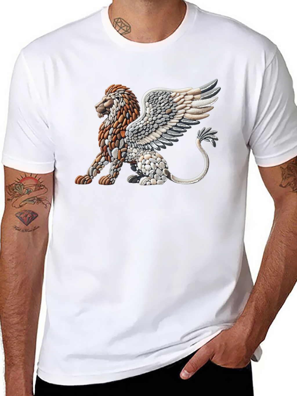 Stone Lion Graphic Tee - Unique Design