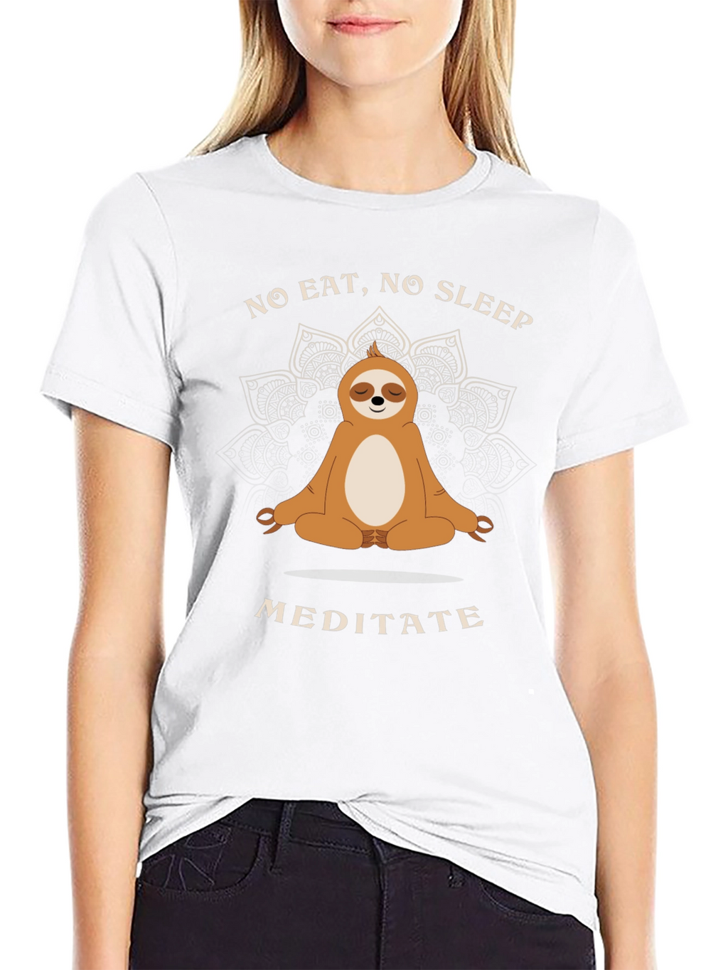 Meditating Sloth T-Shirt - No Eat No Sleep Meditate