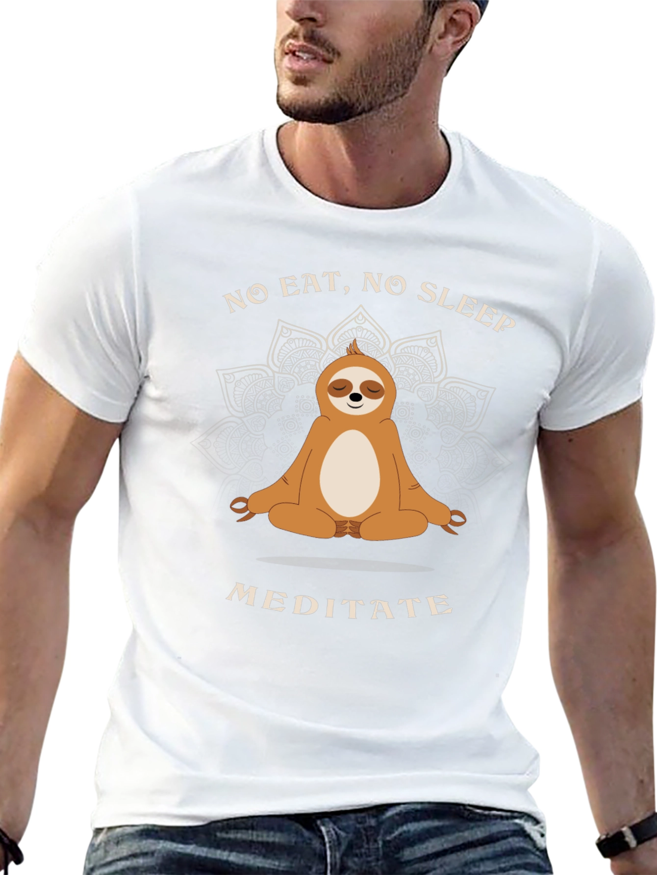Meditating Sloth T-Shirt - No Eat No Sleep Meditate