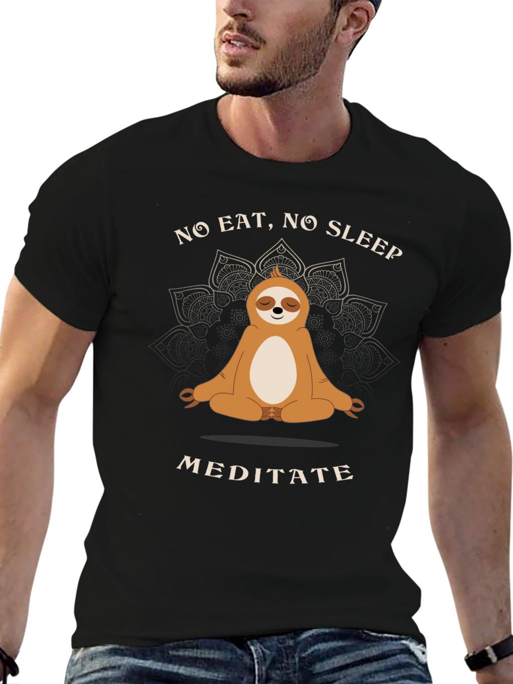 Meditating Sloth T-Shirt - No Eat No Sleep Meditate