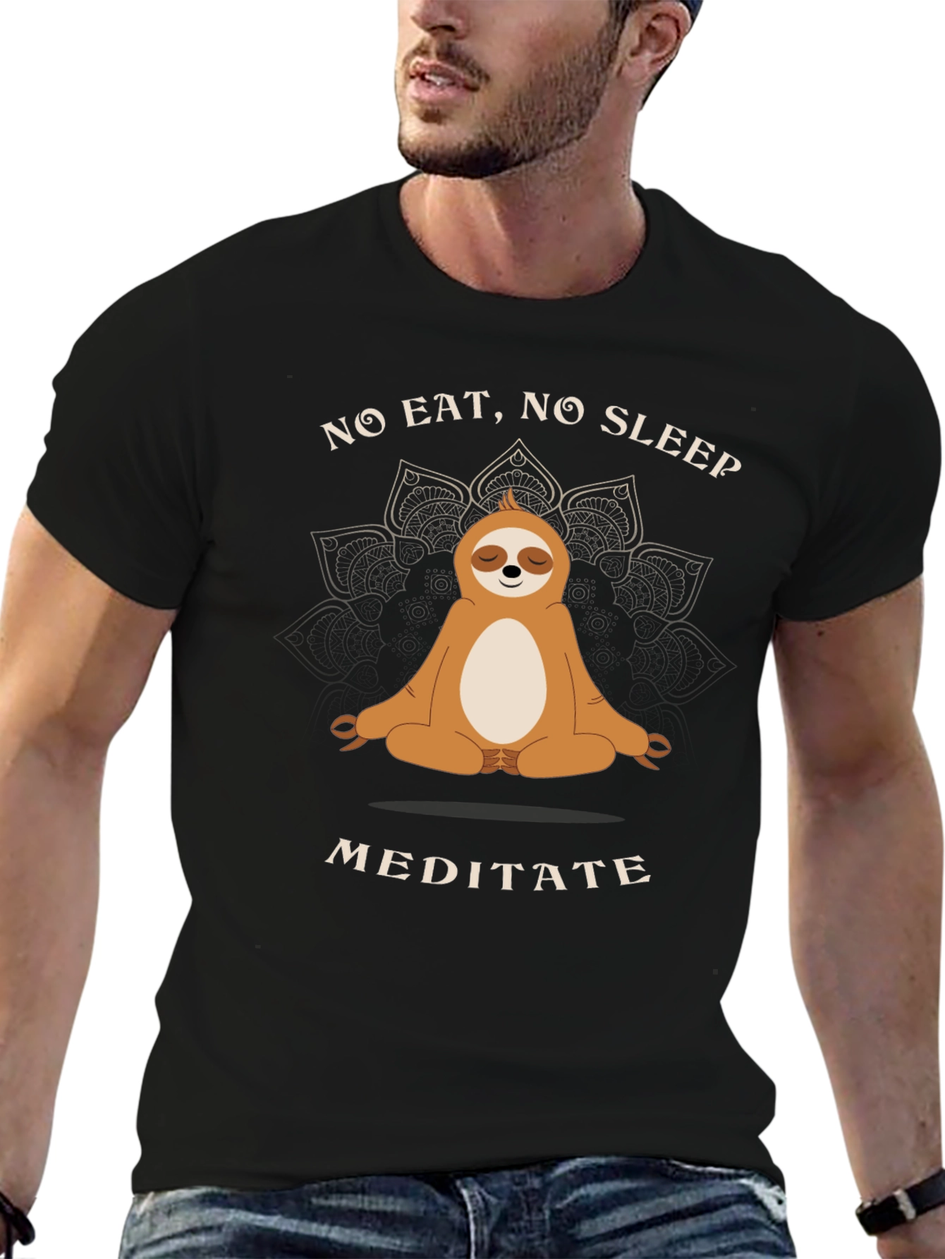 Meditating Sloth T-Shirt - No Eat No Sleep Meditate