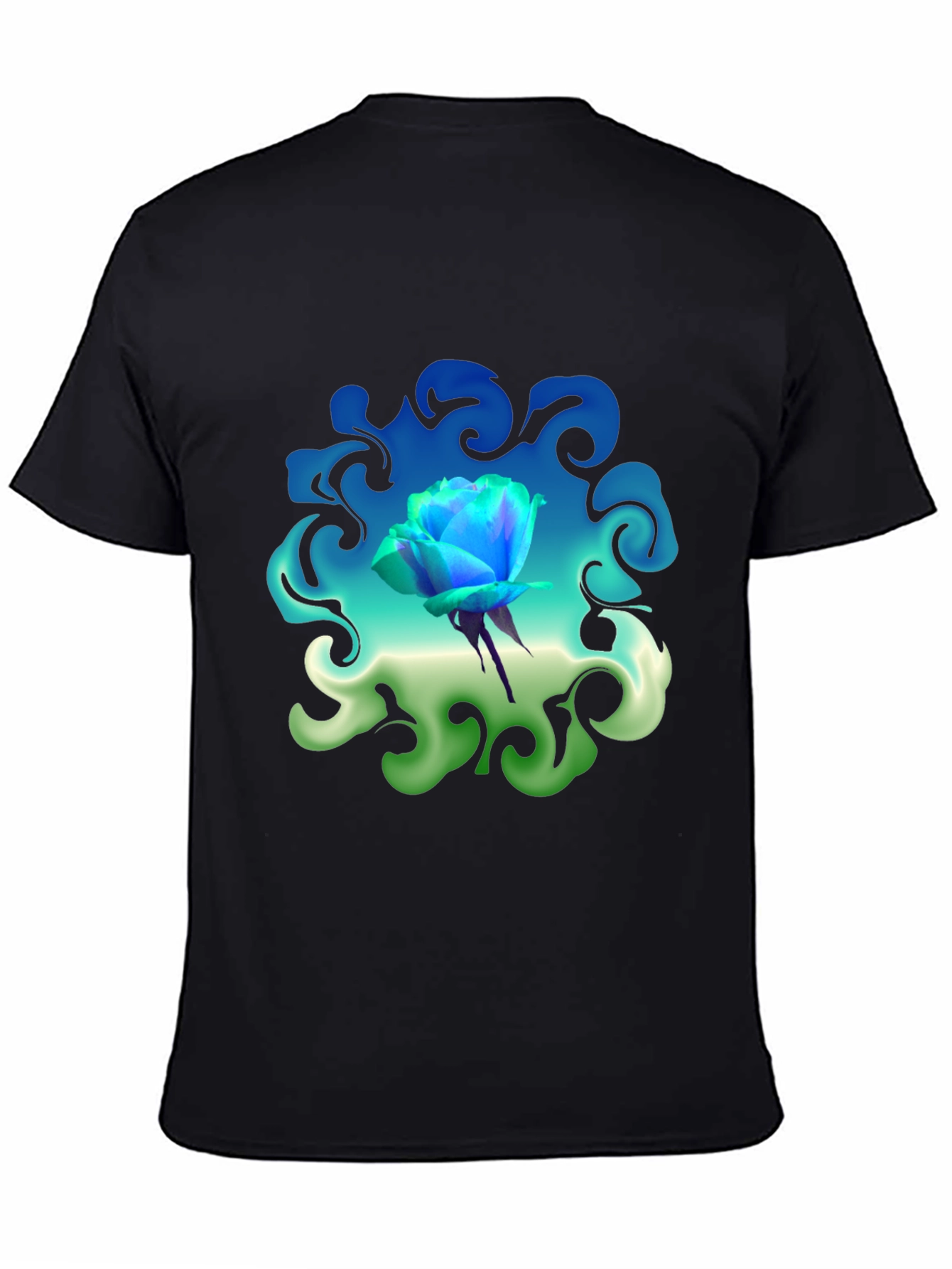 Blue Rose Graphic T-Shirt: Artistic Floral Design