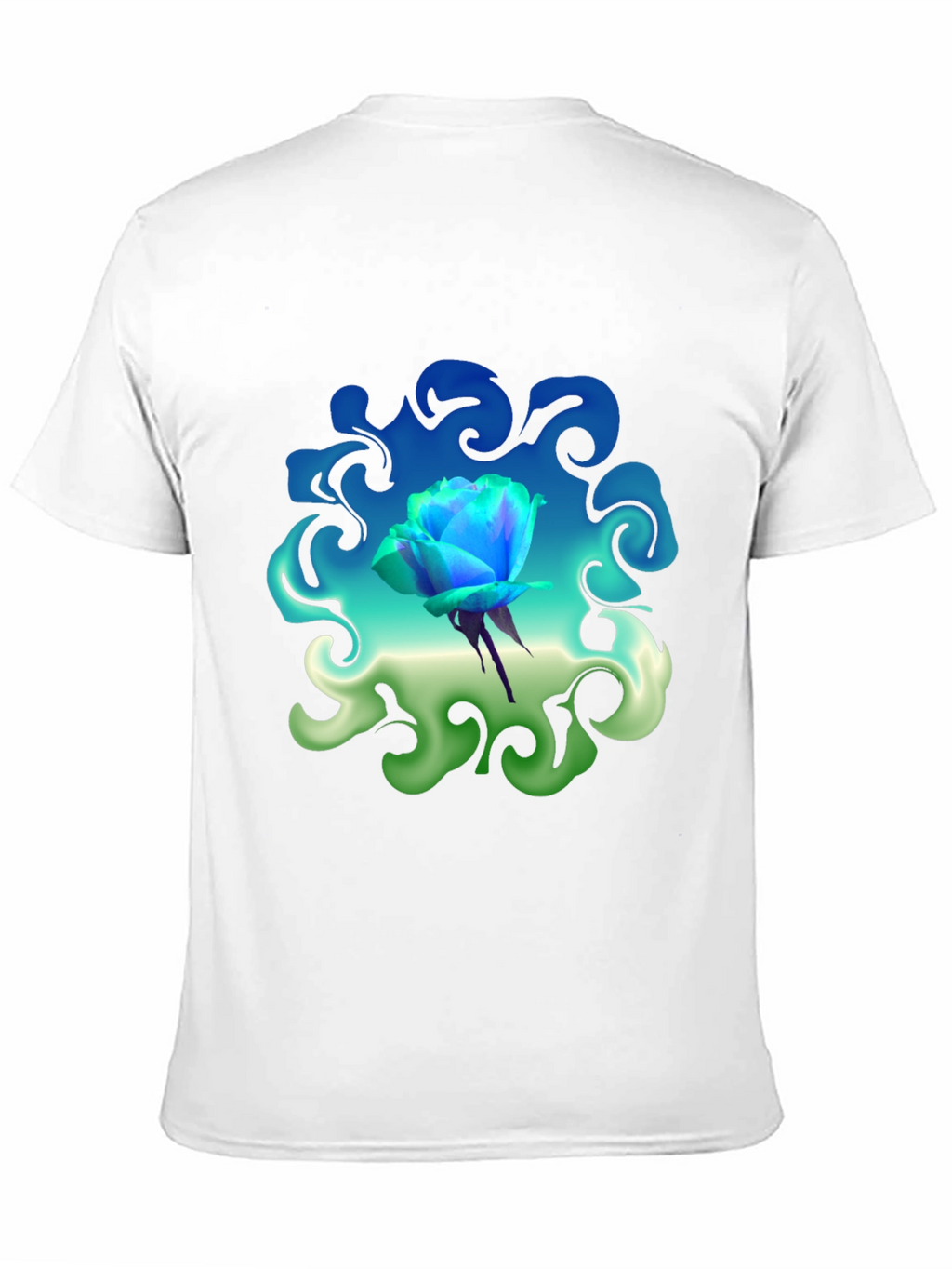 Blue Rose Graphic T-Shirt: Artistic Floral Design