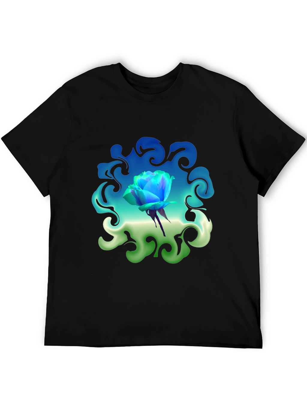 Blue Rose Graphic T-Shirt: Artistic Floral Design