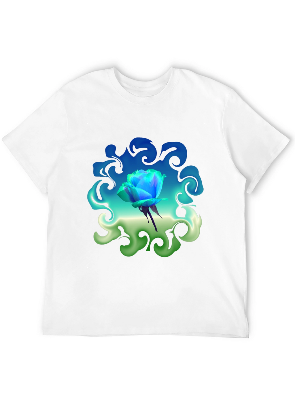 Blue Rose Graphic T-Shirt: Artistic Floral Design