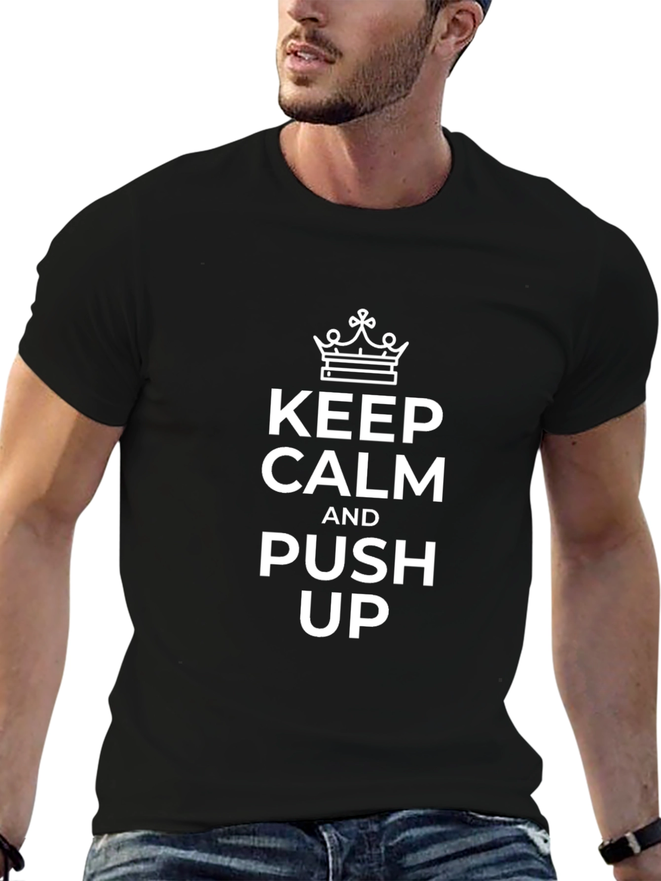Keep Calm and Push Up T-Shirt - Black