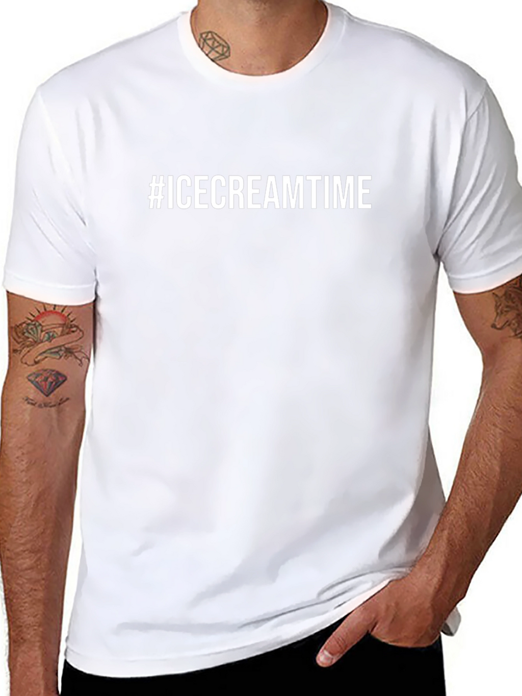 #IceCreamTime Black Graphic Tee - Casual Style