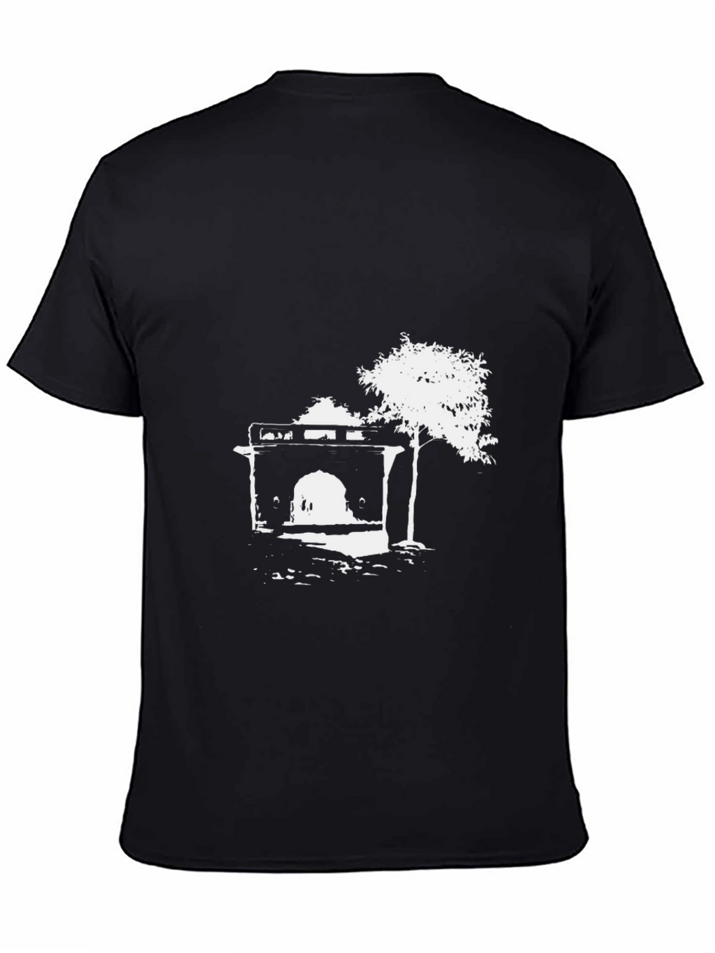 Black T-Shirt with Abstract Building Print