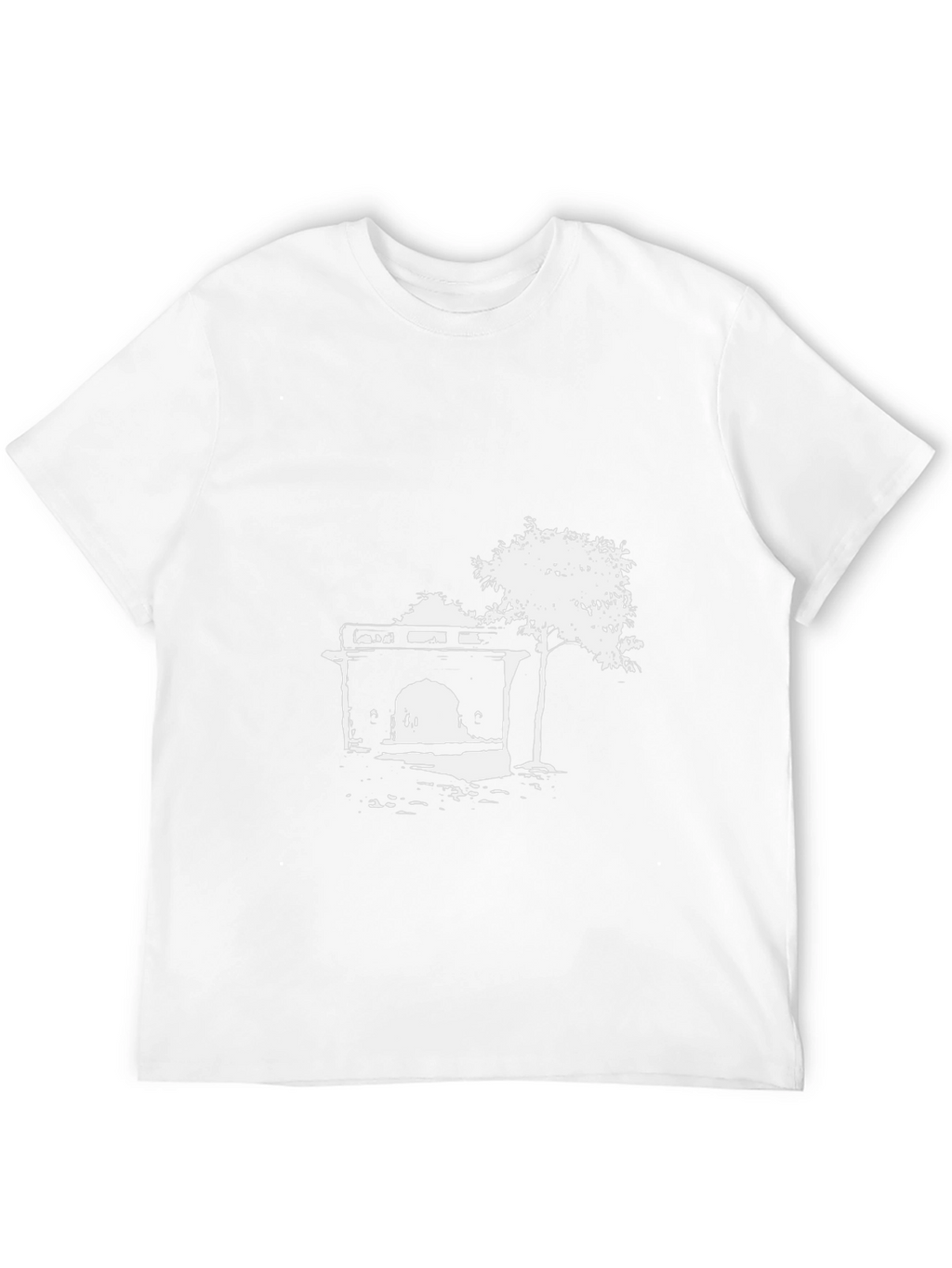 Black T-Shirt with Abstract Building Print