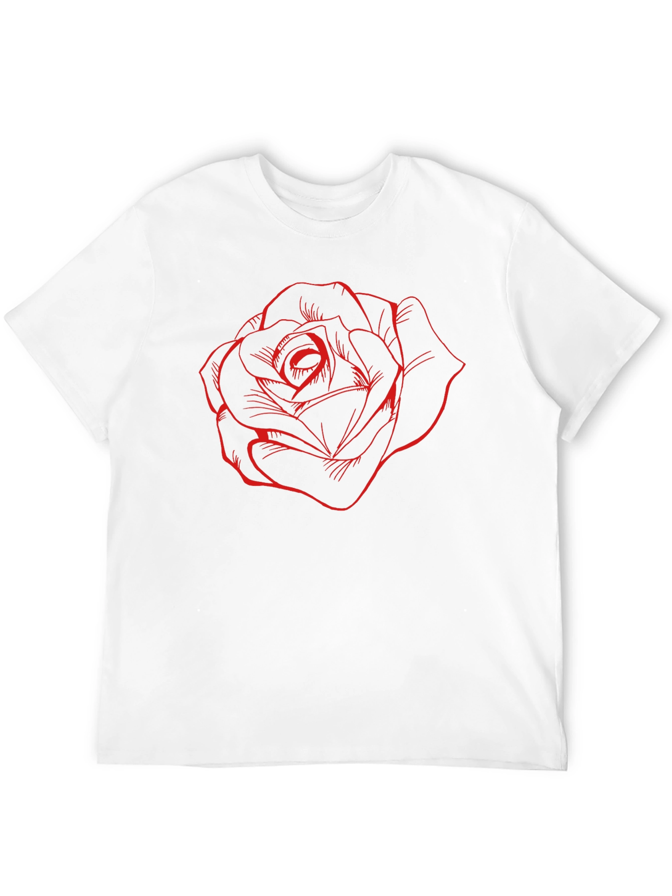 Black T-Shirt with Red Rose Design