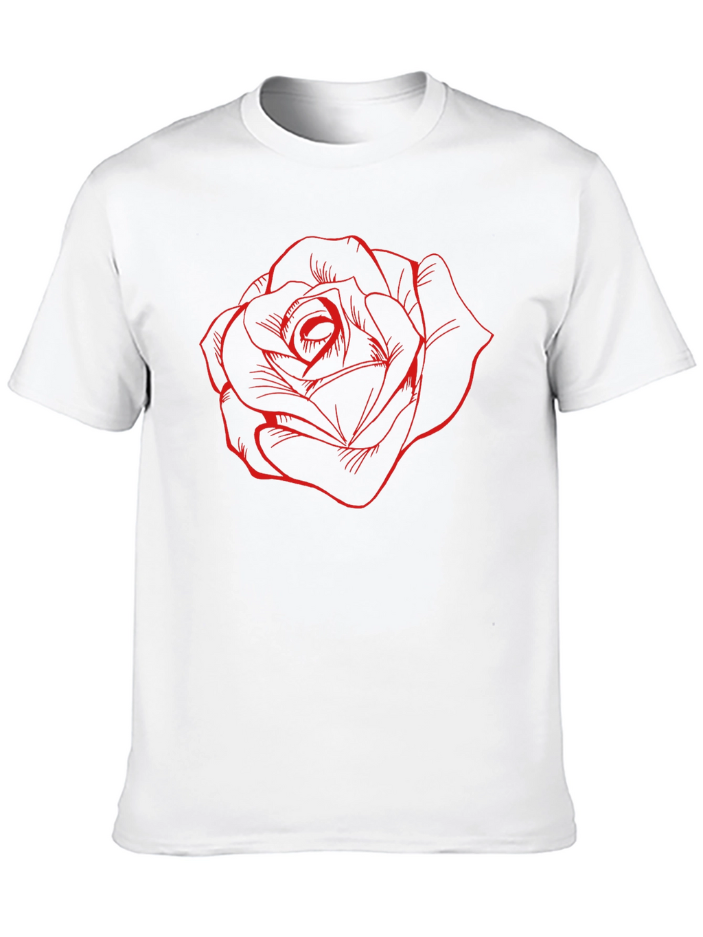 Black T-Shirt with Red Rose Design
