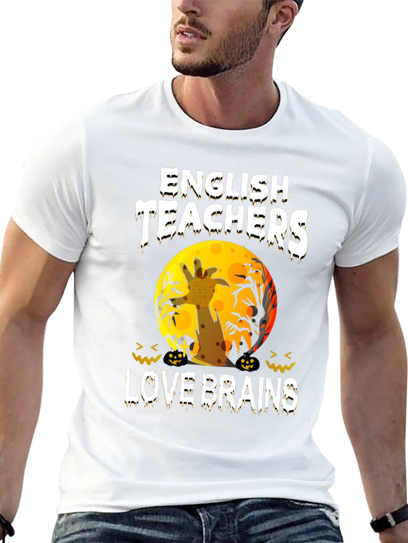 English Teachers Halloween T-Shirt Zombie Giraffe Brains