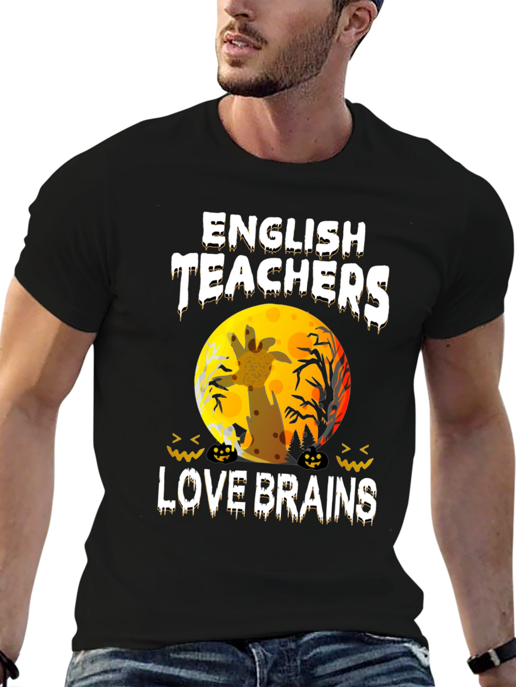 English Teachers Halloween T-Shirt Zombie Giraffe Brains