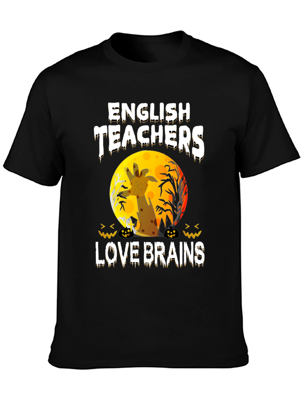 English Teachers Halloween T-Shirt Zombie Giraffe Brains