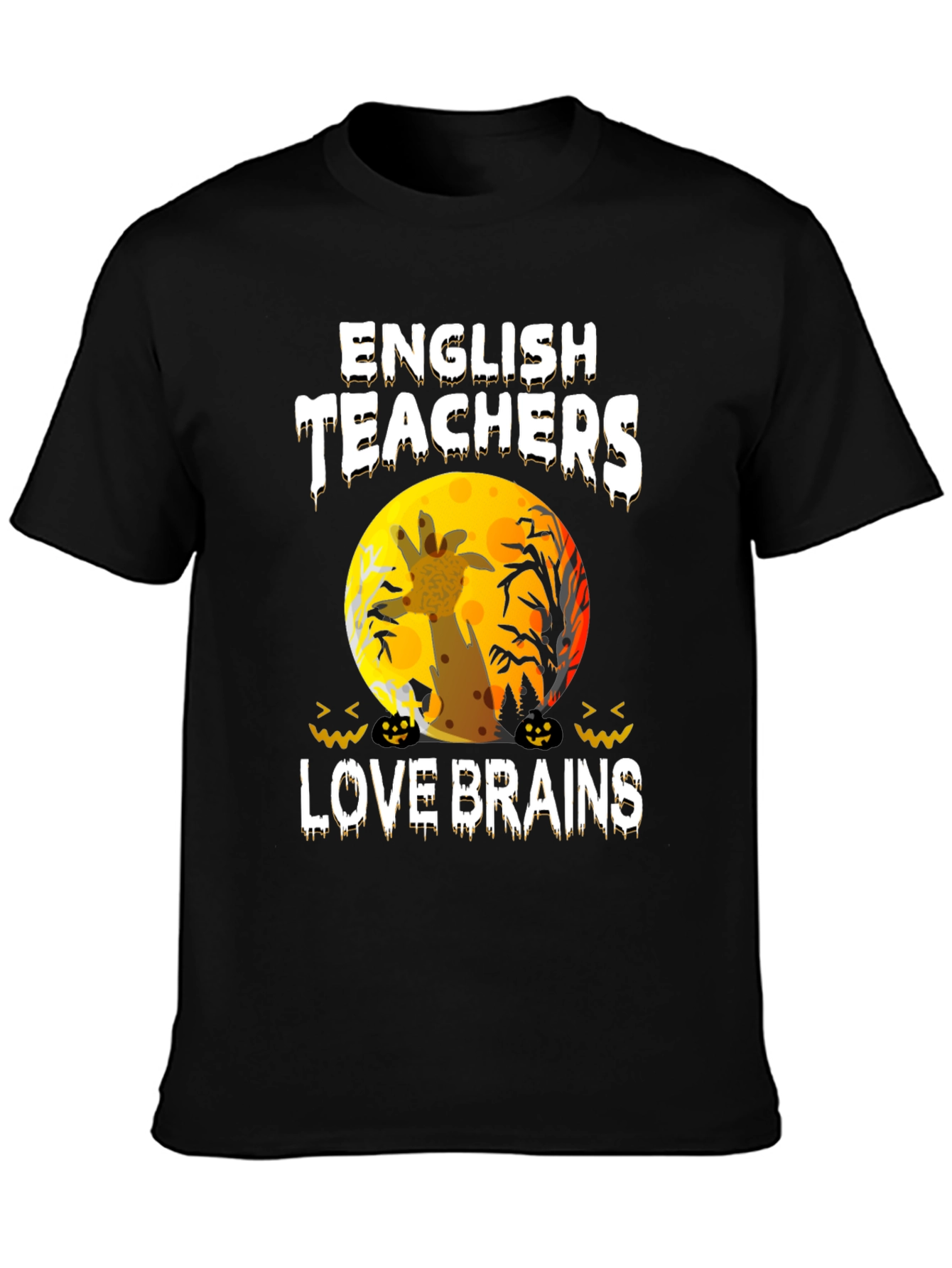 English Teachers Halloween T-Shirt Zombie Giraffe Brains