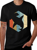 Retro Shark Graphic Tee - Black Cotton Blend