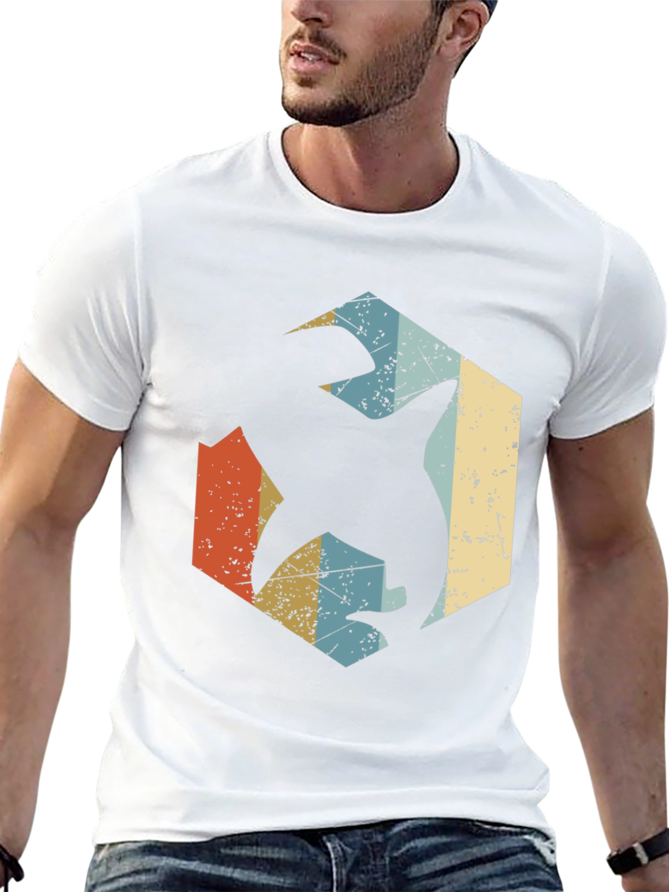 Retro Shark Graphic Tee - Black Cotton Blend