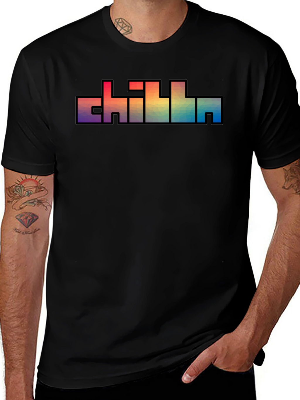 Chill Text Rainbow Graphic T-Shirt
