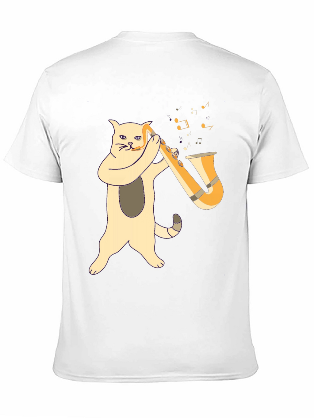 Cat Saxophone Player Black T-Shirt