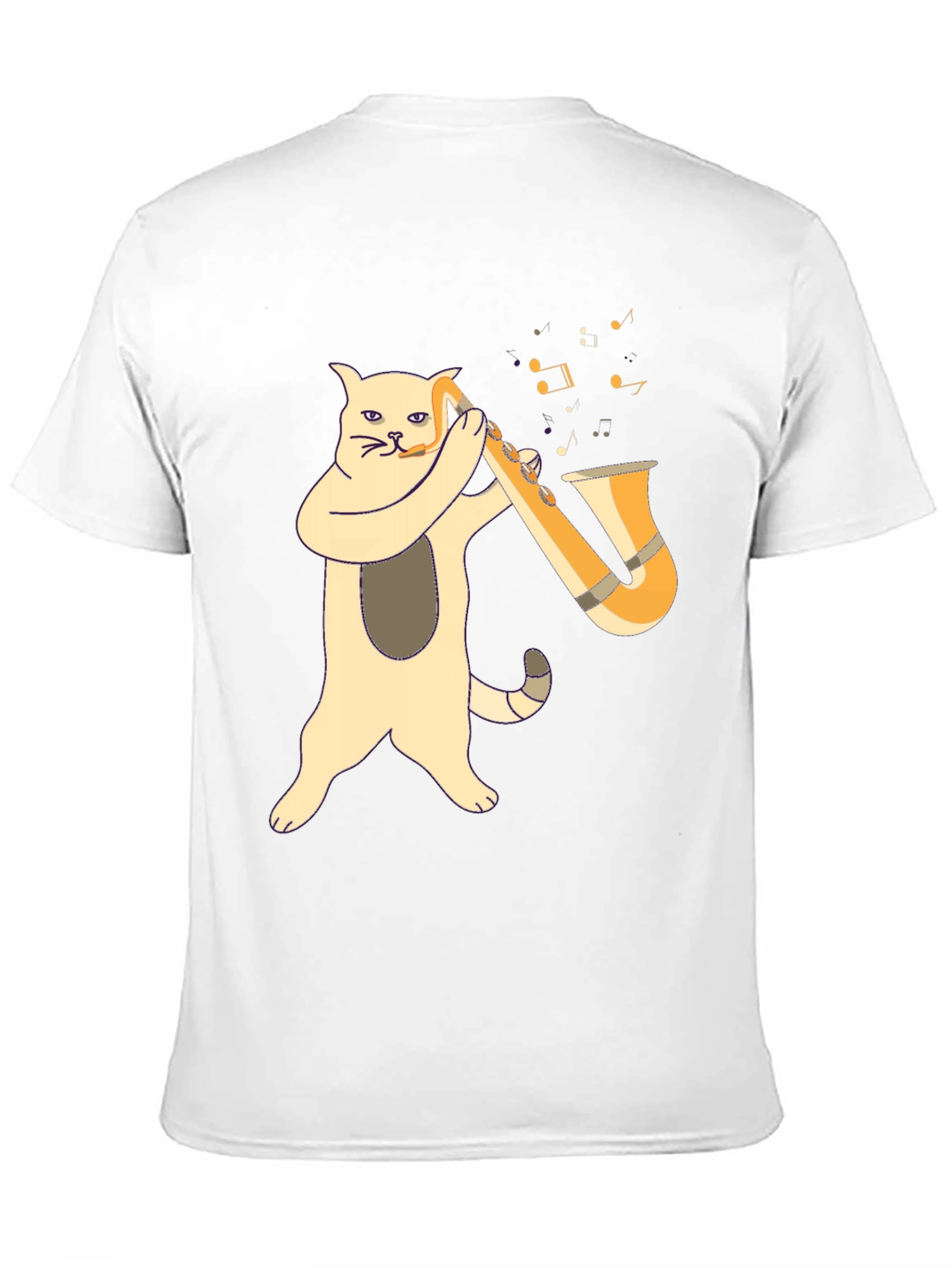 Cat Saxophone Player Black T-Shirt