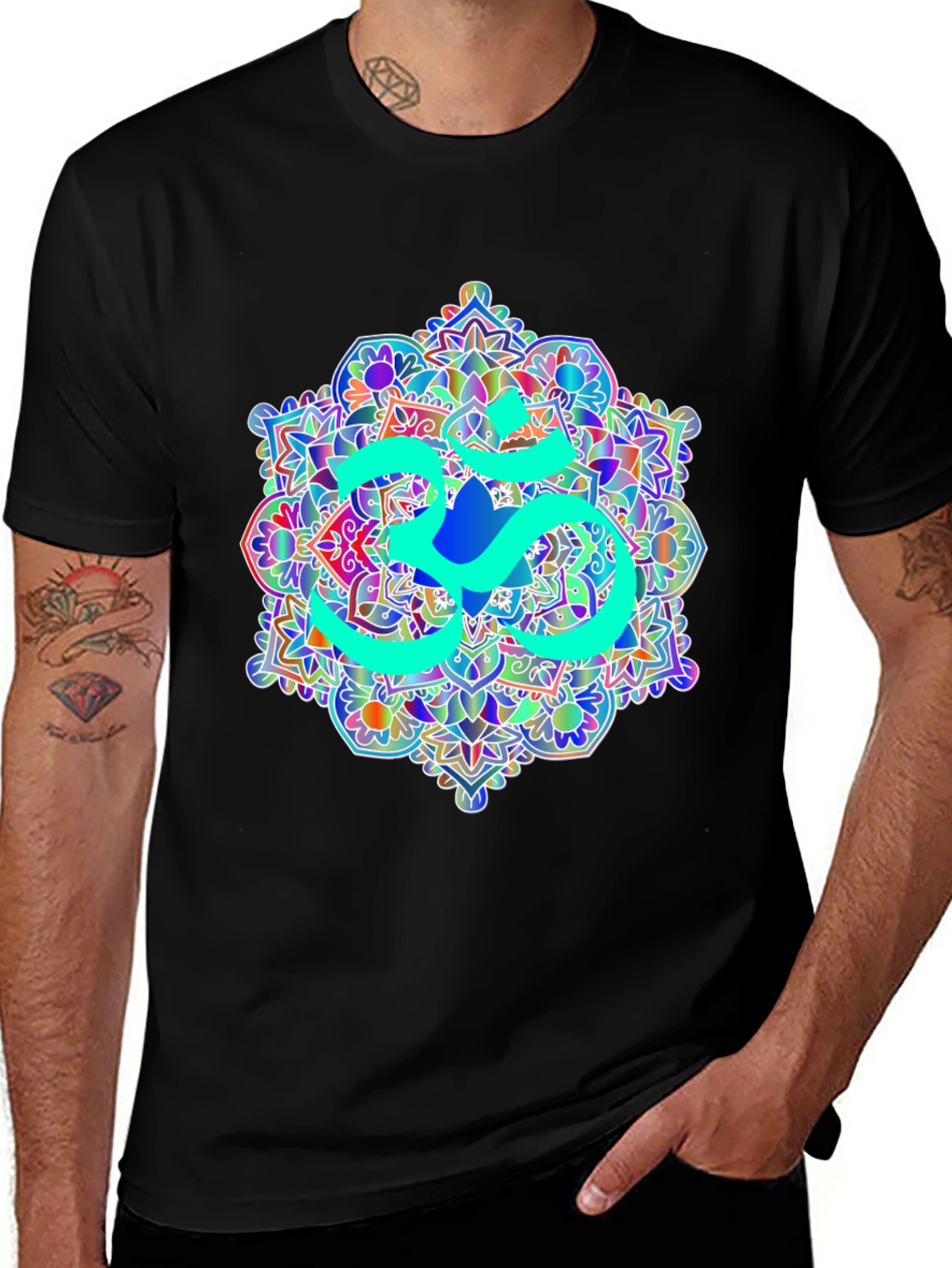 Om Mandala Graphic Tee - Black Cotton T-Shirt
